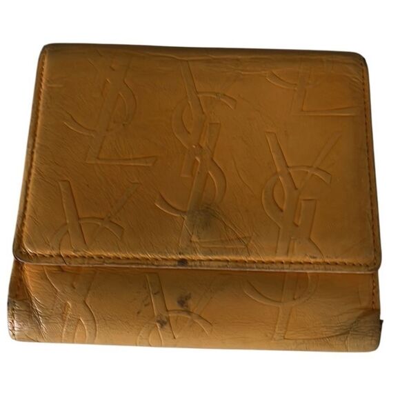 Yves Saint Laurent Yellow Leather Embossed Bifold Wallet - Picture 6 of 12
